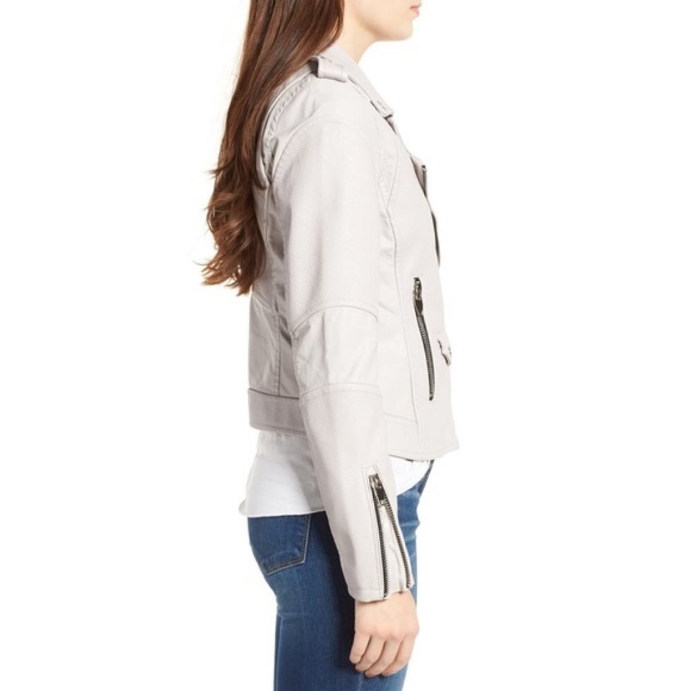 Blank NYC Easy Rider Faux Leather Moto Jacket Dove Gray Size Small - Picture 2 of 13